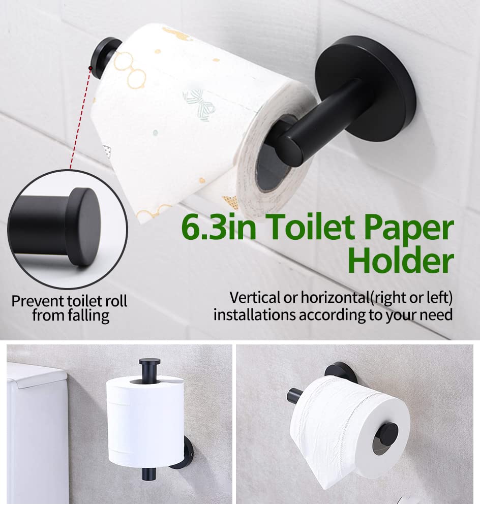 5/10/20pcs Bathroom Hardware Set, Matte Black/Brushed Nickel/Brushed Gold Bathroom Hardware Set, Including 16" Hand Towel Bars, Toilet Paper Holders, Towel Rings, Robe Towel Hooks (10pcs, Black) - Image 5
