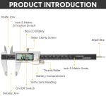 Digital Caliper Measuring Tool, 6 Inch Caliper Tool with Large LCD Screen, Easy Switch from Inch Millimeter Fraction, Stainless Steel Vernier Caliper Digital Micrometer for DIY/Household - Image 2