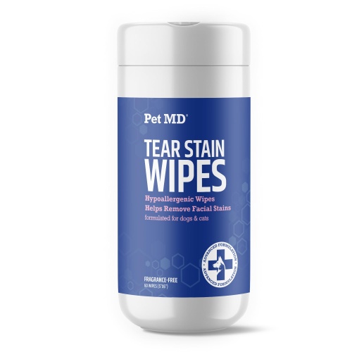 Pet MD Dog Tear Stain Remover Wipes - Cat and Dog Eye Wipes for Discharge and Crust - Pet Eye Wipes for Dogs - 60 ct - Image 1