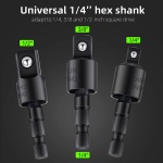 CIGOTU Right Angle Drill Adaptor,4-in-1 Impact Drill Bit Extension,360° Rotatable 1/4 3/8 1/2" Impact Grade Socket Adapter Set,105 Degree Angle Screwdriver Drill Bit for Household Workplace Industry - Image 8