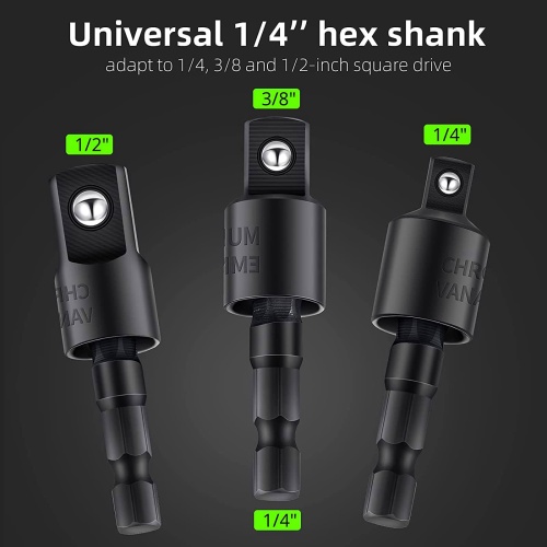 CIGOTU Right Angle Drill Adaptor,4-in-1 Impact Drill Bit Extension,360° Rotatable 1/4 3/8 1/2" Impact Grade Socket Adapter Set,105 Degree Angle Screwdriver Drill Bit for Household Workplace Industry - Image 8