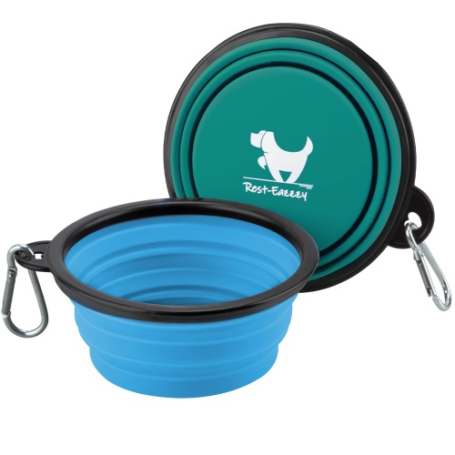 Collapsible Dog Bowls for Travel, 2-Pack Dog Portable Water Bowl for Dogs Cats Pet Foldable Feeding Watering Dish for Traveling Camping Walking with 2 Carabiners, BPA Free - Image 1