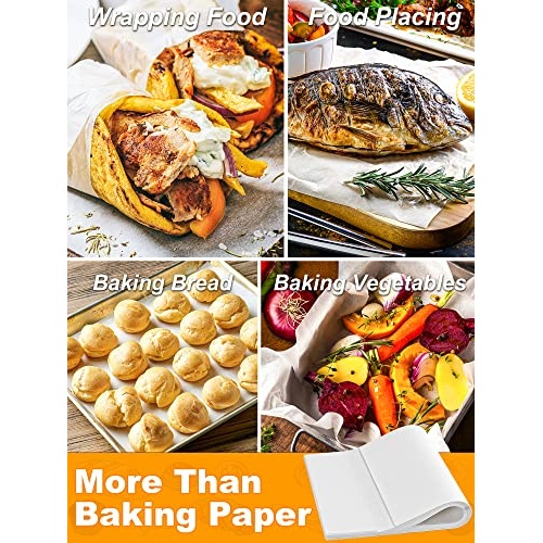 SMARTAKE 200 Pcs Parchment Paper Baking Sheets, 12x16 Inch Non-Stick Precut Baking Parchment, Suitable for Baking Grilling Air Fryer Steaming Bread Cup Cake Cookie and More (White) - Image 7
