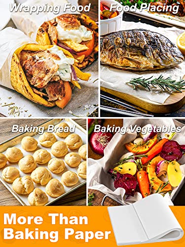 SMARTAKE 200 Pcs Parchment Paper Baking Sheets, 12x16 Inch Non-Stick Precut Baking Parchment, Suitable for Baking Grilling Air Fryer Steaming Bread Cup Cake Cookie and More (White) - Image 7
