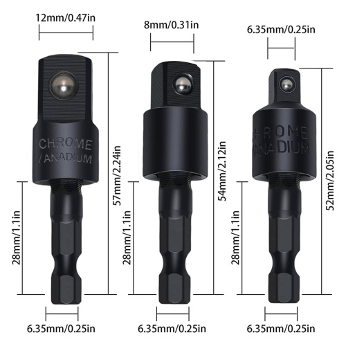 CIGOTU Right Angle Drill Adaptor,4-in-1 Impact Drill Bit Extension,360° Rotatable 1/4 3/8 1/2" Impact Grade Socket Adapter Set,105 Degree Angle Screwdriver Drill Bit for Household Workplace Industry - Image 6