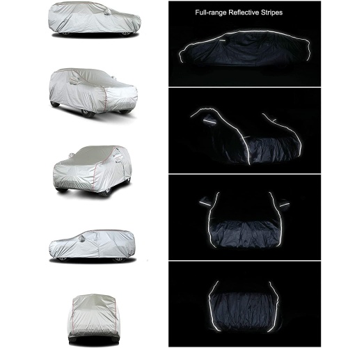 Tecoom Hard Shell Zipper Design Waterproof UV-Proof Windproof Car Cover for All Weather Indoor Outdoor Fit 206-215 Inches Full-Size SUV/Van - Image 7