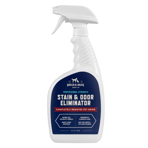 Rocco & Roxie Supply Co. Stain & Odor Eliminator for Strong Odor, 32oz Enzyme Pet Odor Eliminator for Home, Carpet Stain Remover for Cats & Dog Pee, Enzymatic Cat Urine Destroyer, Carpet Cleaner Spray - Image 1
