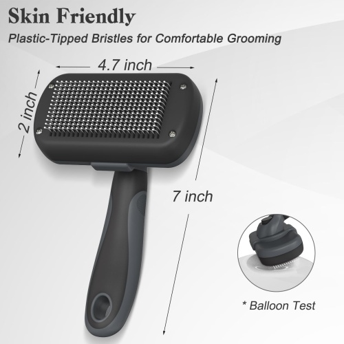 Swihauk Self Cleaning Slicker Brush for Dogs & Cats & Small Pets, Skin Friendly Grooming Cat Brush, Dog Brush for Shedding, Deshedding Brush, Hair Brush Puppy Brush for Haired Dogs, Gray - Image 5