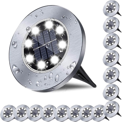 Solar Ground Lights, Waterproof Solar Garden Lights, Upgraded Outdoor Garden Waterproof Bright in-Ground Lights, Landscape Lights for Pathway,Yard,Deck,Lawn,Patio,Walkway (16 Pack White Light) - Image 1