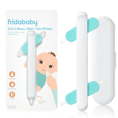 Frida Baby 3-in-1 Nose, Nail + Ear Picker | Baby Ear Cleaner + Baby Nose Cleaner and Nail Tool for Babies + Toddlers, Safely Clean Baby's Boogers, Ear Wax & More - Image 1