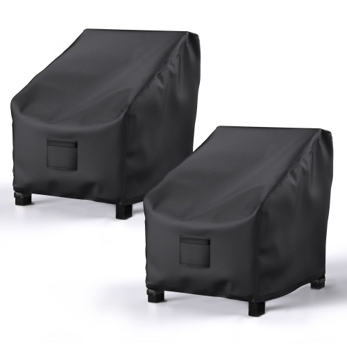 BROSYDA Patio Chair Covers for Outdoor Furniture Waterproof 2 Pack, Lawn Chair Covers 600D Heavy Duty Oxford Cloth, Large Covers for Lounge Lawn Deep Seat Black 38" W x 31" D x 29" H - Image 1