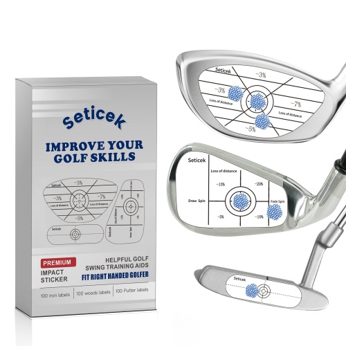 Seticek Golf Impact Tape Set 300Pcs, Self-Teaching Sweet Spot and Consistency Analysis, Golf Club Impact Stickers for Woods Irons and Putters Each 100 Pcs,Useful Training Aid Improve Ball Striking - Image 1