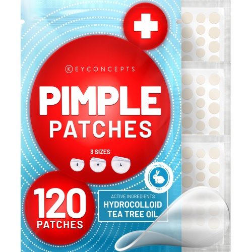 KEYCONCEPTS Pimple Patches for Face (120 Patches), Hydrocolloid Acne Patches with Tea Tree Oil - Pimple Patch Zit Patch and Pimple Stickers - Hydrocolloid Acne Dots for Acne - Zit Patches - Image 1