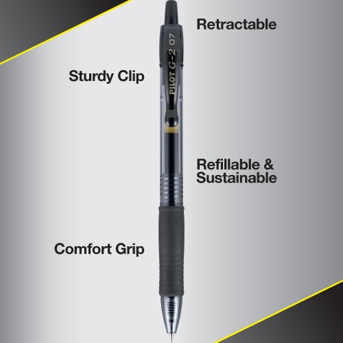 Pilot, G2 Premium Gel Roller Pens, Fine Point 0.7 mm, Black, Pack of 5 - Image 6
