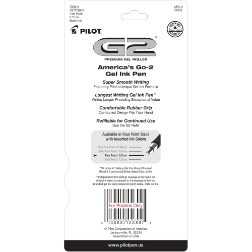 Pilot, G2 Premium Gel Roller Pens, Fine Point 0.7 mm, Black, Pack of 5 - Image 9