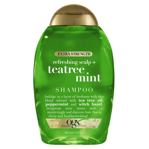 OGX Extra Strength Refreshing Scalp + Teatree Mint , Invigorating Scalp Shampoo with Tea Tree & Peppermint Oil & Witch Hazel, Paraben/ Sulfate-Free Surfactants, 13 fl oz - Image 1