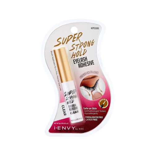 i-ENVY By KISS Super Strong Hold Eyelash Adhesive, Waterproof Long-Lasting Strip Lash Glue, Natural-Looking Allergy & Latex Free with Brush Applicator (Clear) - Image 1