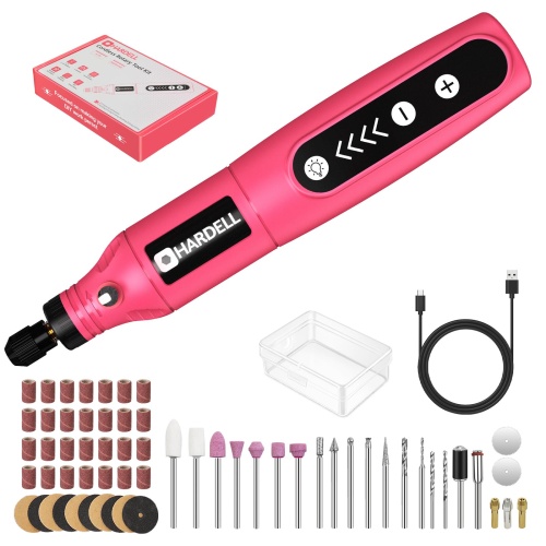 HARDELL Mini Cordless Rotary Tool, 5-Speed 3.7V rechargeable Kit with 61 Accessories, USB Charging Multi-Purpose Power Tool for Sanding, Polishing, Drilling, Etching, Engraving, DIY Crafts - Image 1