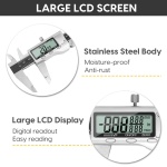 Digital Caliper Measuring Tool, 6 Inch Caliper Tool with Large LCD Screen, Easy Switch from Inch Millimeter Fraction, Stainless Steel Vernier Caliper Digital Micrometer for DIY/Household - Image 3
