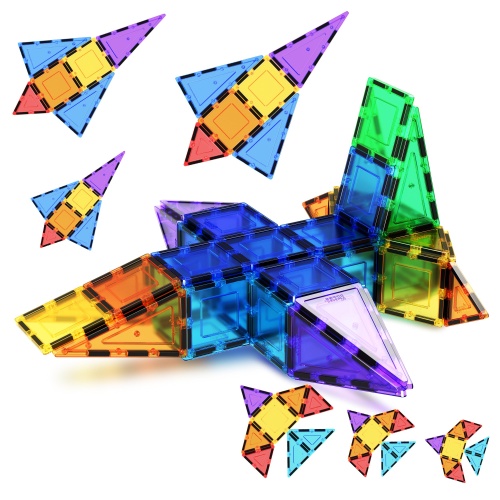 PicassoTiles 100 Piece Set 100pcs Magnet Building Tiles Clear Magnetic 3D Blocks Construction Playboards, Creativity Beyond Imagination, Inspirational, Recreational, Educational Conventional - Image 3