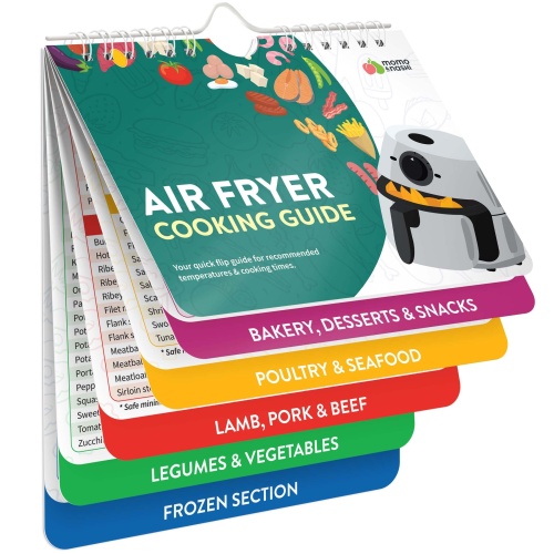 Air Fryer Cheat Sheet Magnets Cooking Guide Booklet - Air Fryer Magnetic Cheat Sheet Set Cooking Times Chart - Cookbooks Air Fryer Accessories Oven Cooking Pot Temp Guide Kitchen Conversion - Image 1