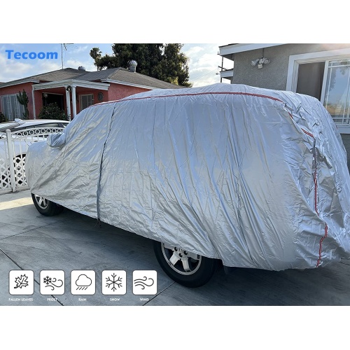 Tecoom Hard Shell Zipper Design Waterproof UV-Proof Windproof Car Cover for All Weather Indoor Outdoor Fit 206-215 Inches Full-Size SUV/Van - Image 6