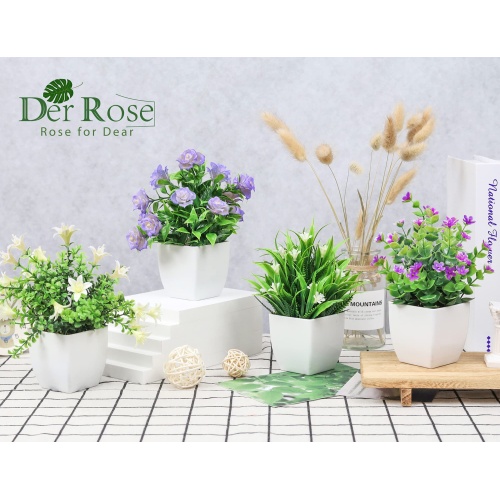 Der Rose 4 Packs Small Fake Plants Mini Artificial Faux Plants with Flowers for Home Room Farmhouse Bathroom Decor Indoor - Image 6