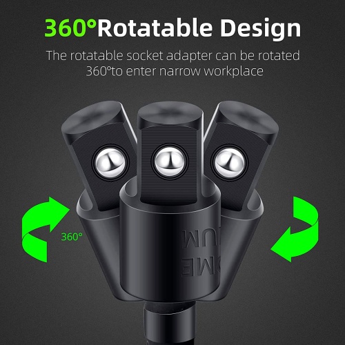 CIGOTU Right Angle Drill Adaptor,4-in-1 Impact Drill Bit Extension,360° Rotatable 1/4 3/8 1/2" Impact Grade Socket Adapter Set,105 Degree Angle Screwdriver Drill Bit for Household Workplace Industry - Image 4
