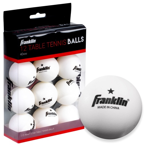 Franklin Sports Ping Pong Balls - Official Size + Weight White 40mm Table Tennis One Star Professional Durable High Performance 12 Count (Pack of 1) Packaging may vary - Image 1