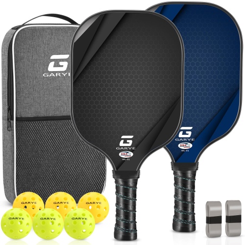 GARYE Pickleball Paddles Set of 2, USAPA Approved Carbon Fiber Pickleball Set, Lightweight Graphite Rackets 2 Pack with 6 Balls, 1 Pickleball Bag for Men and Women - Image 1