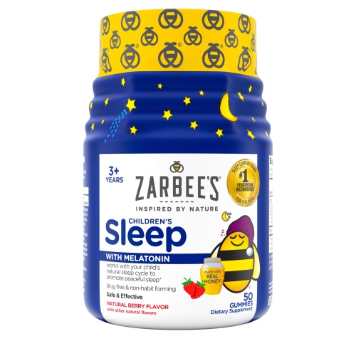 Zarbee's Kids 1mg Melatonin Gummy; Drug-Free & Effective Sleep Supplement for Children Ages 3 and Up; Natural Berry Flavored Gummies; 50 Count - Image 1