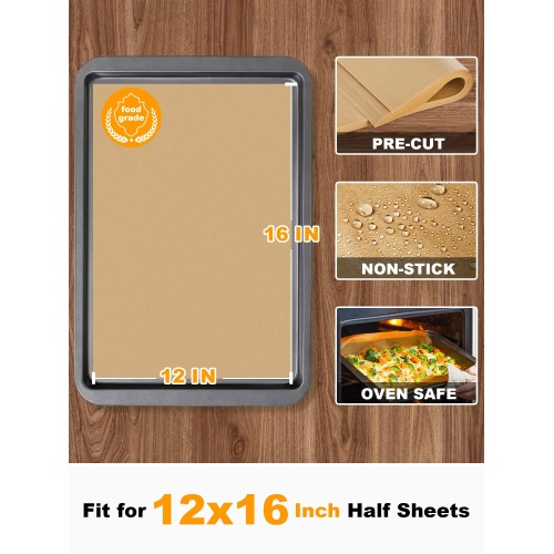 SMARTAKE 200 Pcs Parchment Paper Baking Sheets, 12x16 Inches Non-Stick Precut Baking Parchment, Perfect for Baking Grilling Air Fryer Steaming Bread Cup Cake Cookie and More (Unbleached) - Image 9
