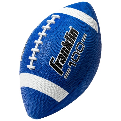 Franklin Sports Football - Grip-Rite 100 - Kids Junior Size - Youth Football - Durable Outdoor Rubber Football - Blue / White - Image 1