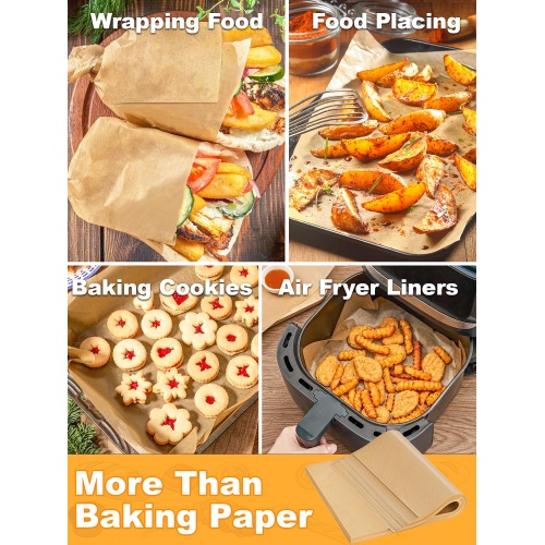 SMARTAKE 200 Pcs Parchment Paper Baking Sheets, 12x16 Inches Non-Stick Precut Baking Parchment, Perfect for Baking Grilling Air Fryer Steaming Bread Cup Cake Cookie and More (Unbleached) - Image 6